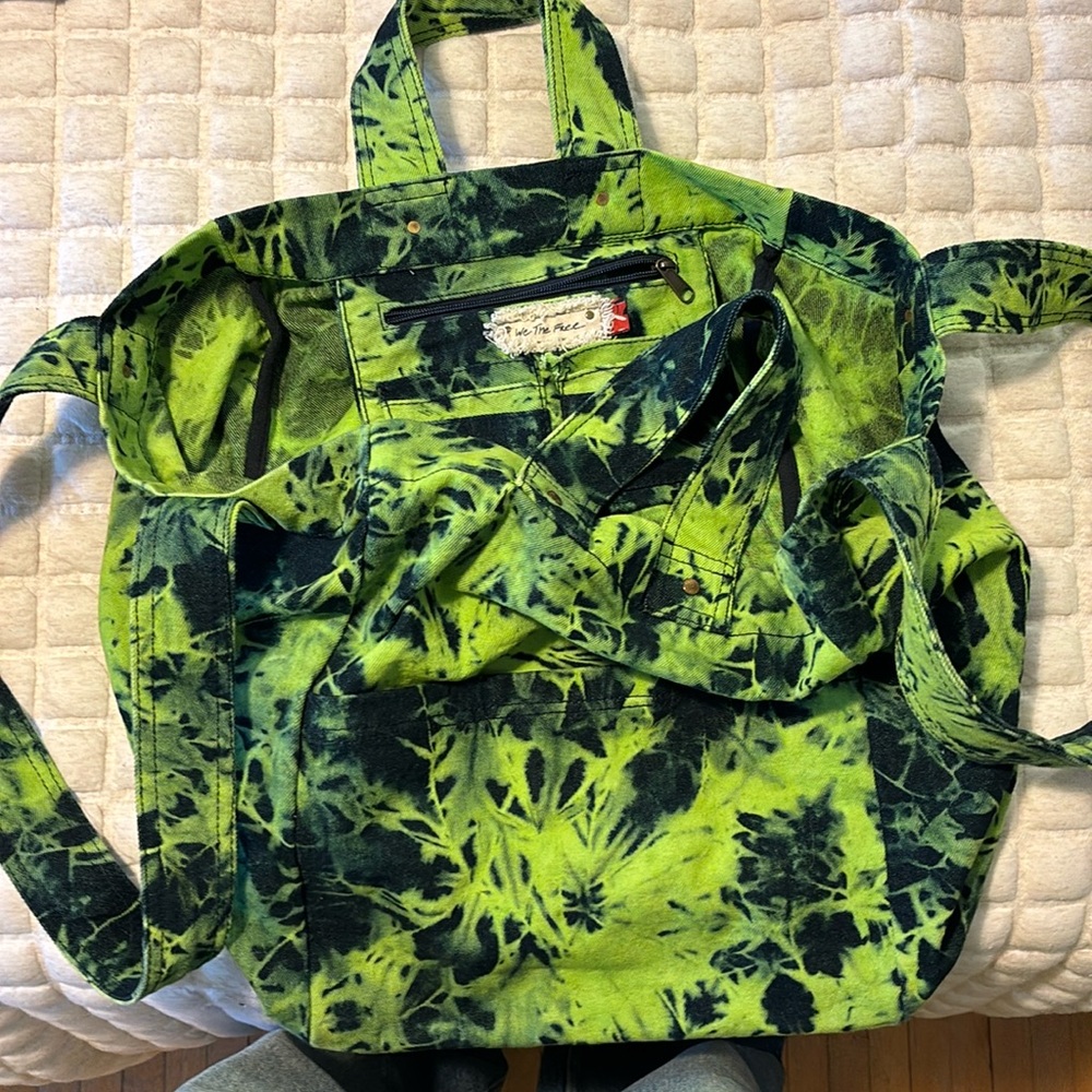 Free People - We The Free oversized denim tie dye tote.